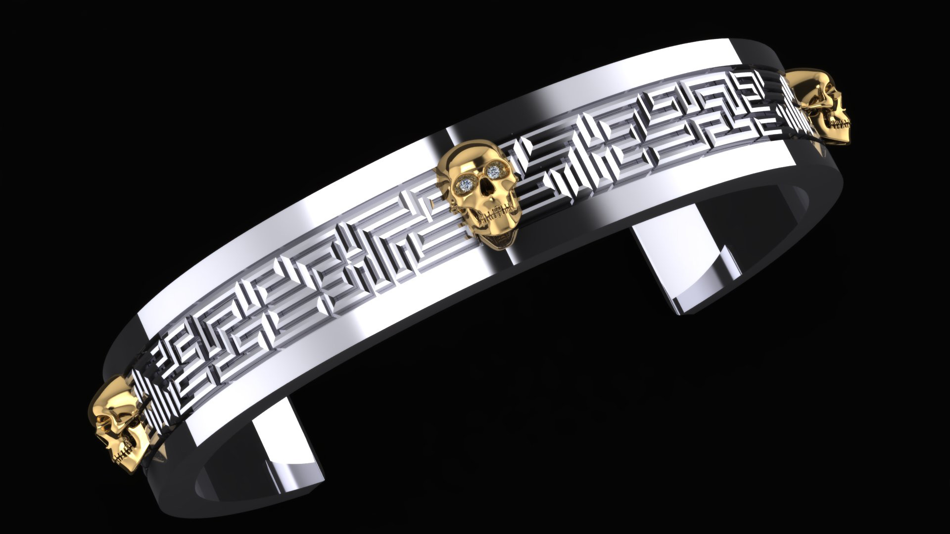 Sterling Silver and 18ct Y/G Cuff Bangle