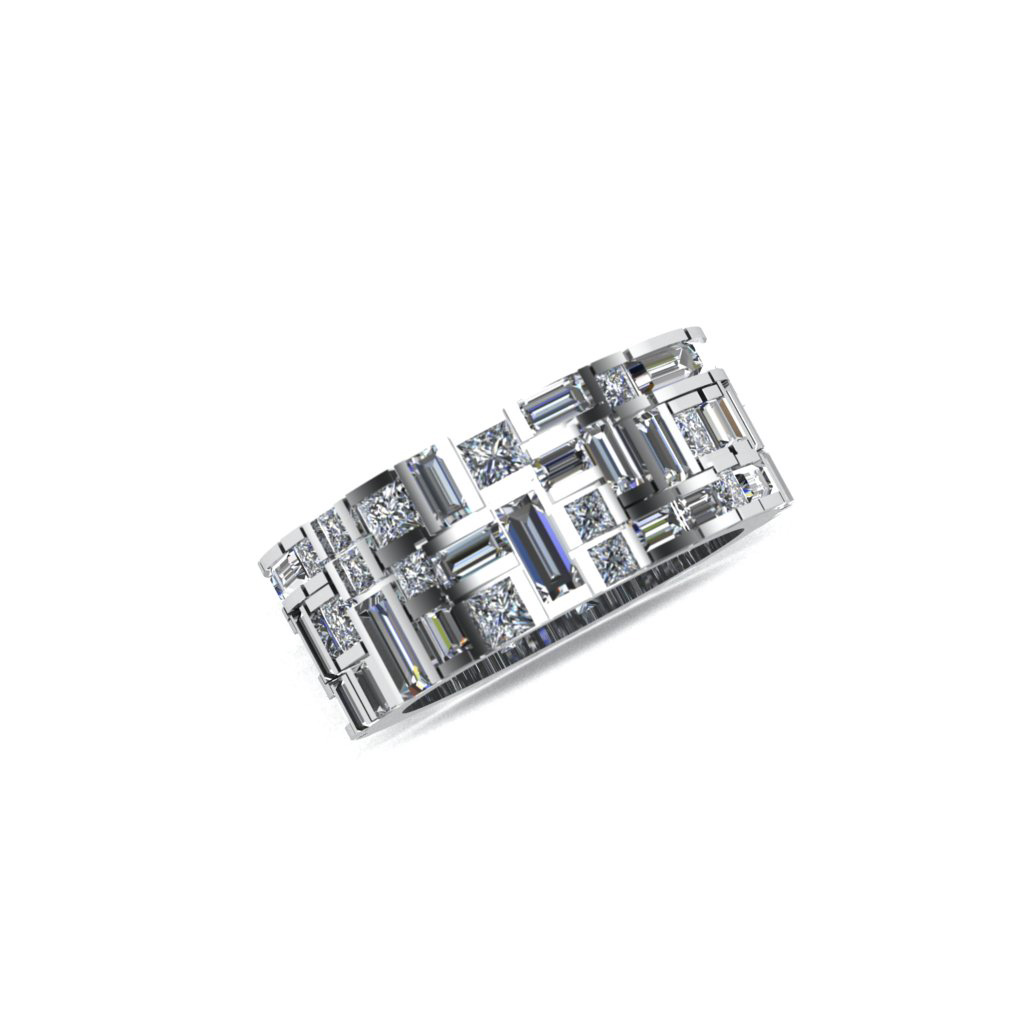 Gents Diamond Set Platinum Wedding Band